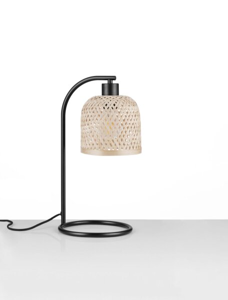 Tischlampe Boho E27 41 cm Schwarz Natur Bambus Metall