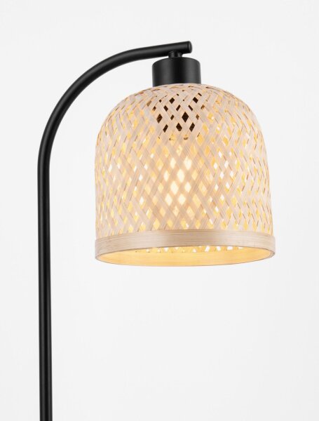Tischlampe Boho E27 41 cm Schwarz Natur Bambus Metall