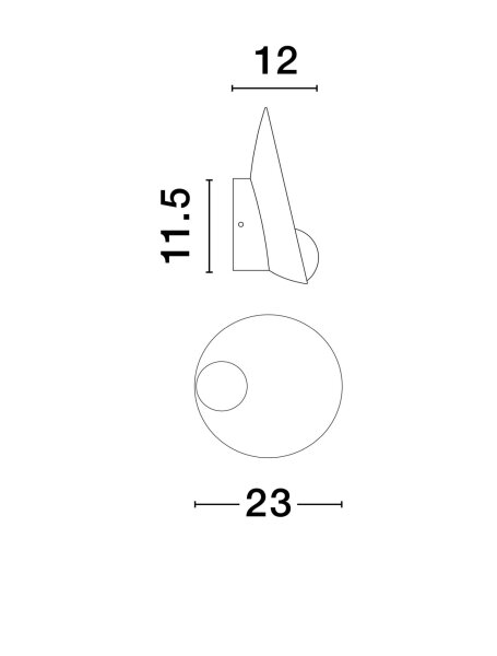 LED Wandlampe rund 12,5 cm breit Schwarz Minimalistisch