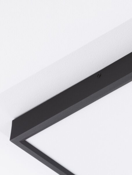 LED Deckenlampe flach 40 cm breit Schwarz warmweiß Aluminium