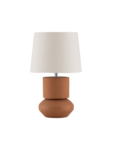 Tischlampe Keramik Stoffschirm E27 48 cm Terrakotta Weiß