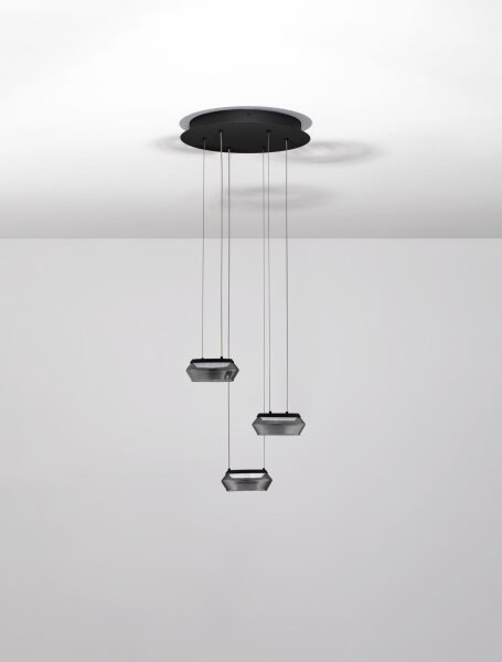 LED Hängelampe Schwarz 35 cm breit dimmbar Rauchglas Modern