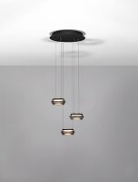 LED Hängelampe Schwarz 35 cm breit dimmbar Rauchglas...