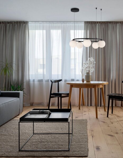 LED Hängelampe Schwarz Weiß Ø 50 cm Glas rund 5 flammig
