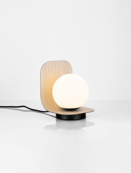 Nachttischlampe rund E14 18 cm Natur Weiß Schwarz KALLAN