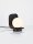 Tischlampe Schwarz Weiß 18 cm E14 Glas Holz Metall rund