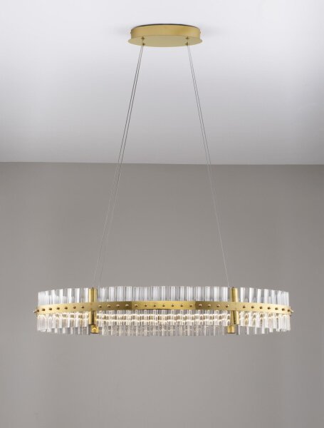 LED Pendelleuchte Ring Ø 90 cm in Gold dimmbar Glas warmweiß