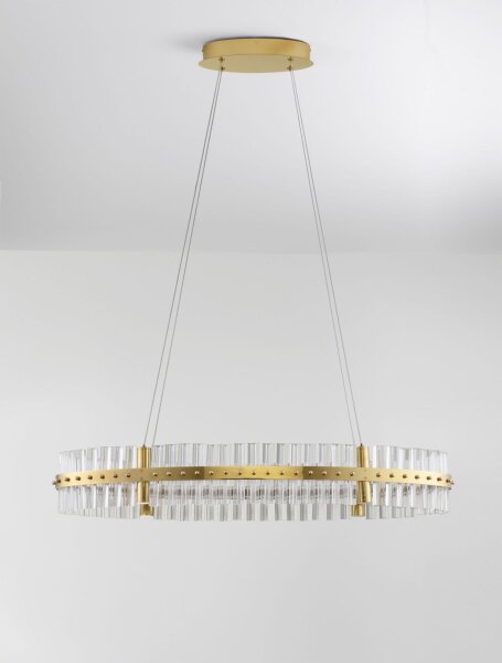 LED Pendelleuchte Ring Ø 90 cm in Gold dimmbar Glas warmweiß