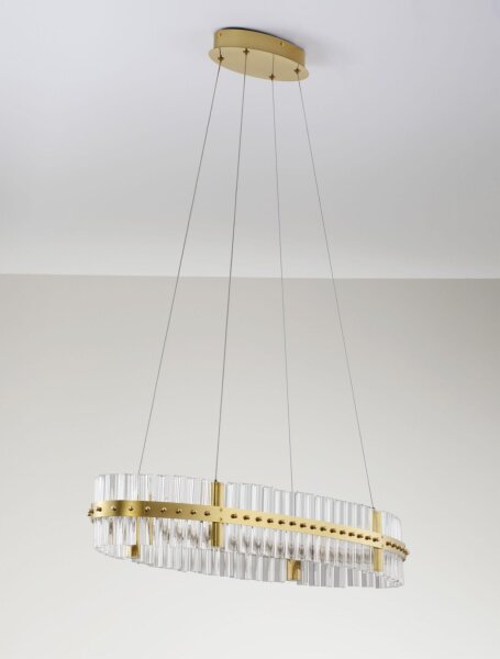 LED Pendelleuchte Ring Ø 90 cm in Gold dimmbar Glas warmweiß