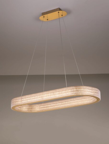 LED Hängelampe in Gold 90 cm lang dimmbar Ring warmweiß