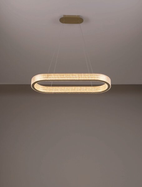 LED Hängelampe in Gold 90 cm lang dimmbar Ring warmweiß