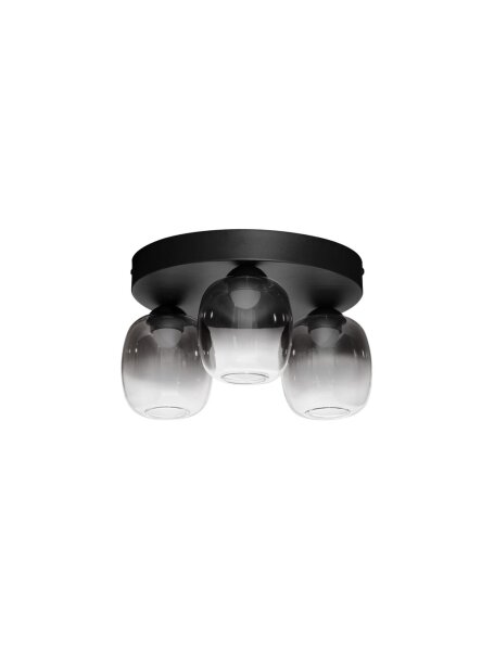 LED Deckenlampe Ø 30 cm Schwarz Grau dimmbar Rauchglas