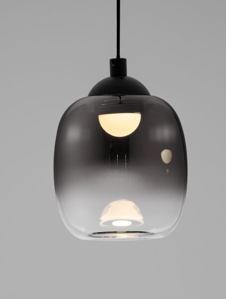 LED Hängelampe Schwarz Grau Ø 10 cm Rauchglas warmweiß