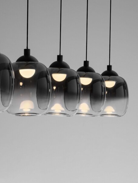 LED Hängeleuchte Schwarz Grau 102 cm lang dimmbar Rauchglas