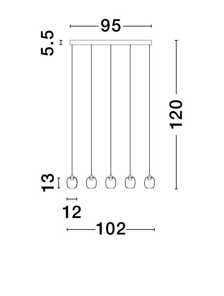 LED Hängeleuchte Schwarz Grau 102 cm lang dimmbar Rauchglas