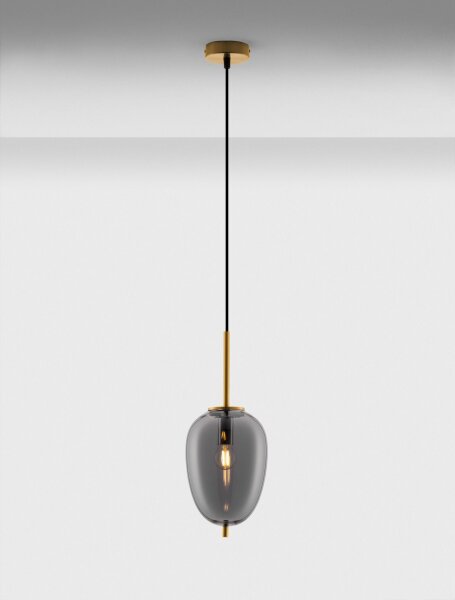Pendelleuchte E27 15,8 cm breit in Gold Grau Retro KENNA