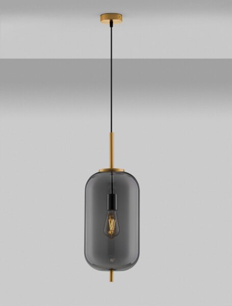 Hängelampe E27 22 cm breit in Gold Grau höhenverstellbar
