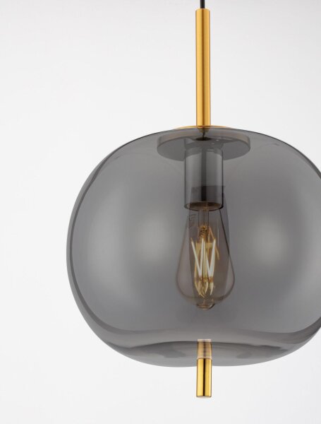Hängeleuchte in Gold Grau Ø 30 cm E27 Retro Rauchglas Metall