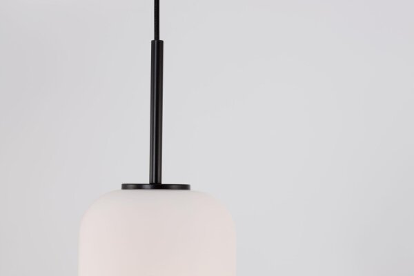 Hängelampe E14 Schwarz Weiß 16,5 cm breit Retro Glas Metall