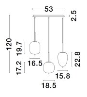 Pendelleuchte Glas Metall E14 53 cm lang in Gold...