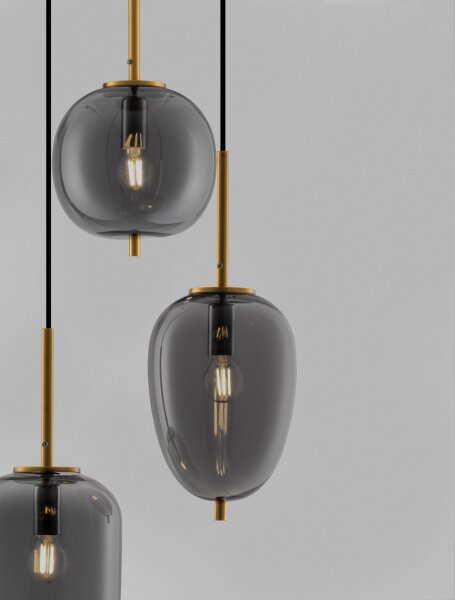 Hängelampe 46 cm breit E27 in Gold Grau höhenverstellbar