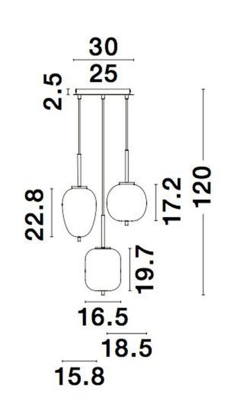 Hängeleuchte 30 cm breit E14 Schwarz Weiß höhenverstellbar