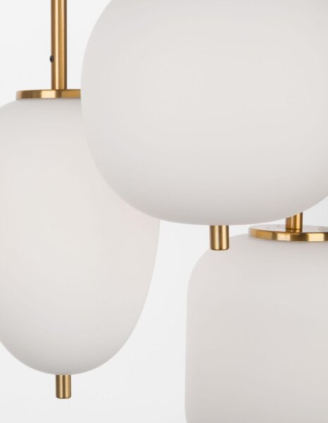 Pendelleuchte 30 cm breit E14 in Gold Weiß Retro Glas Metall