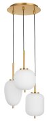 Pendelleuchte 30 cm breit E14 in Gold Wei&szlig; Retro Glas Metall