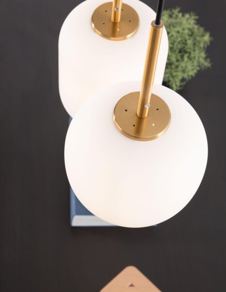 Hängelampe in Weiß Gold 53 cm lang E14 Retro Glas Metall