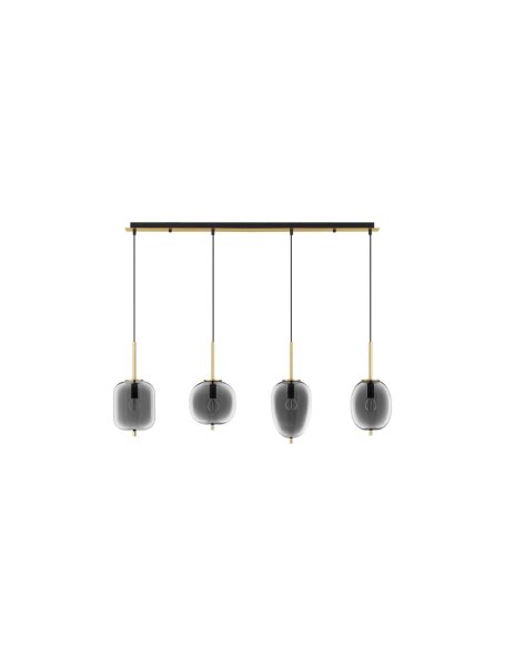 Hängeleuchte 4 flammig in Gold Grau 110 cm lang E27 Retro