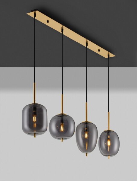 Hängeleuchte 4 flammig in Gold Grau 110 cm lang E27 Retro