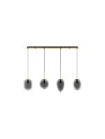 H&auml;ngeleuchte 4 flammig in Gold Grau 110 cm lang E27 Retro