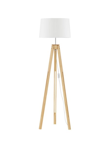 Stehlampe Dreibein E27 145 cm Natur Weiß Skandinavisch