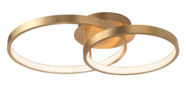LED Deckenlampe Ring 64 x 45 cm in Blattgold 2 flammig