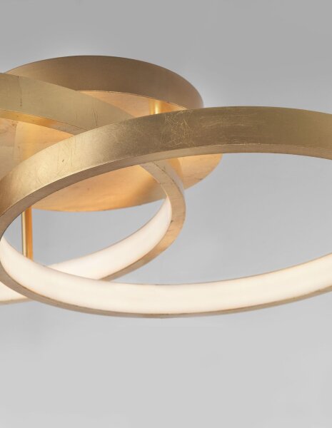 LED Deckenlampe Ring 64 x 45 cm in Blattgold 2 flammig