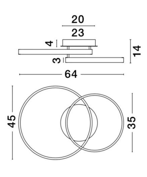 LED Deckenlampe Ring 64 x 45 cm in Blattgold 2 flammig