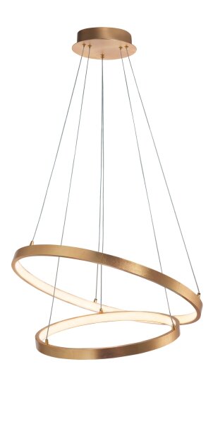 LED Pendelleuchte in Blattgold Ø 60 cm Ring 2 flammig Modern
