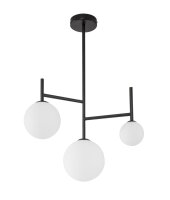 Deckenlampe rund G9 49 cm breit Schwarz Wei&szlig; Glas 3 flammig