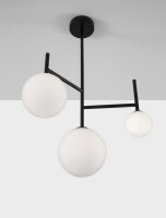 Deckenlampe rund G9 49 cm breit Schwarz Weiß Glas 3...