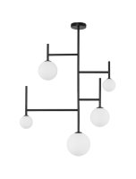 Deckenleuchte Schwarz Wei&szlig; 73 cm breit G9 Glas rund Kugel