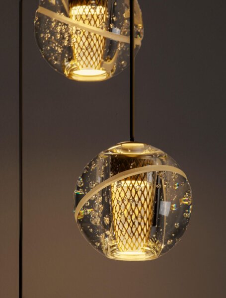 LED Hängeleuchte in Gold Schwarz 31 cm breit dimmbar Kugel