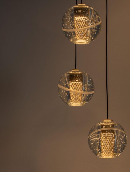 LED Hängeleuchte in Gold Schwarz 31 cm breit dimmbar Kugel