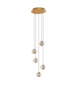 LED H&auml;ngeleuchte in Gold Schwarz 31 cm breit dimmbar Kugel
