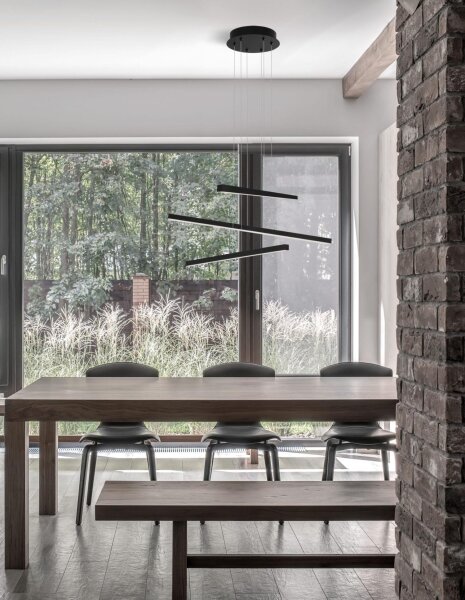LED Pendelleuchte 55 cm breit Schwarz höhenverstellbar