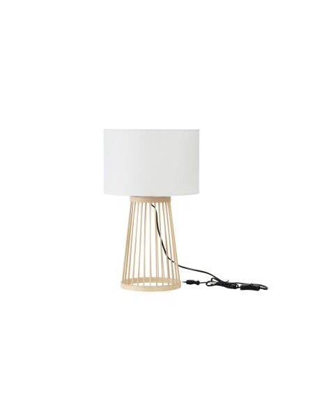 Tischlampe E27 50 cm Natur Weiß Bambus Stoffschirm LAMBERT