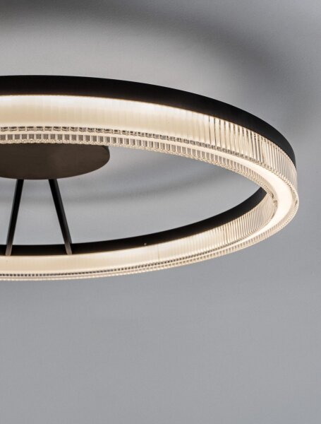 LED Deckenlampe Ring Ø 60 cm Schwarz dimmbar warmweiß Modern