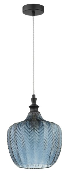 Pendelleuchte E27 Ø 24 cm Schwarz Blau höhenverstellbar