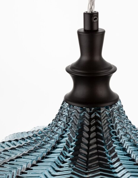 Pendelleuchte E27 Ø 24 cm Schwarz Blau höhenverstellbar
