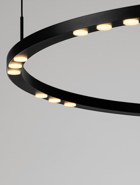 LED Hängelampe Schwarz Ø 80 cm dimmbar rund 8 flammig LAVON
