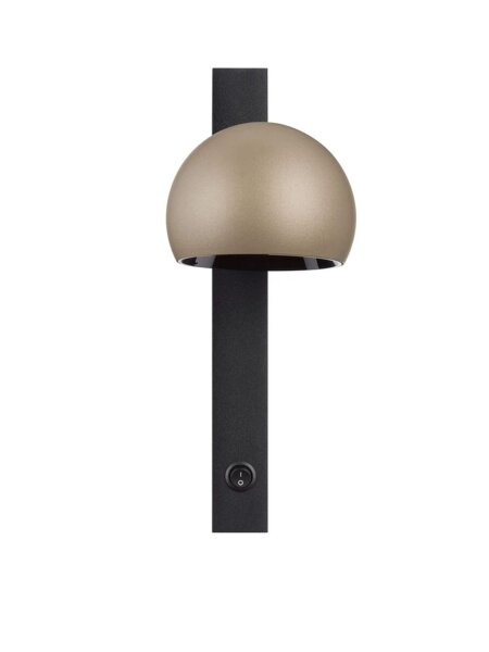 LED Wandleuchte in Schwarz Champagner 26 cm breit rund Kugel